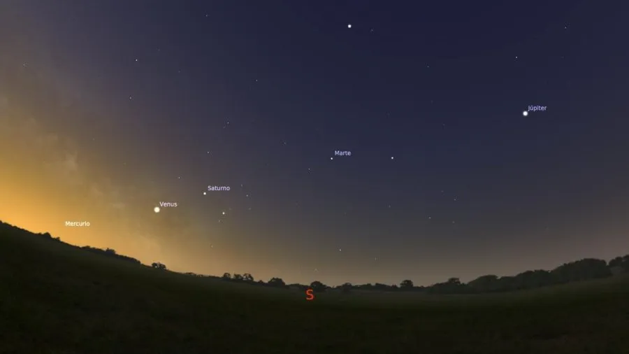 Los amantes de los fenómenos astronómicos pueden observar seis planetas casi en línea recta. El 28 de febrero serán siete los astros alineados. Venus, Marte, Júpiter y Saturno serán visibles a simple vista, mientras que Urano y Neptuno requerirán telescopios para ser observados