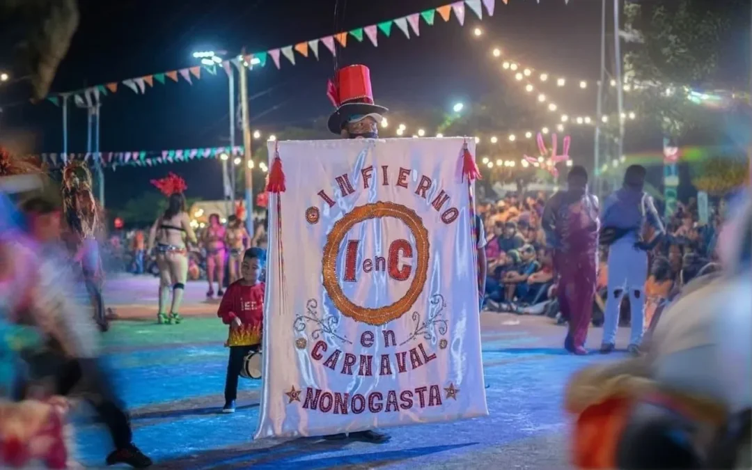 Comparsa de Nonogasta, Infierno en Carnaval, se presentó en el inicio de las actividades del mes de febrero, y se prepara para los corsos en Plaza de la Cultura