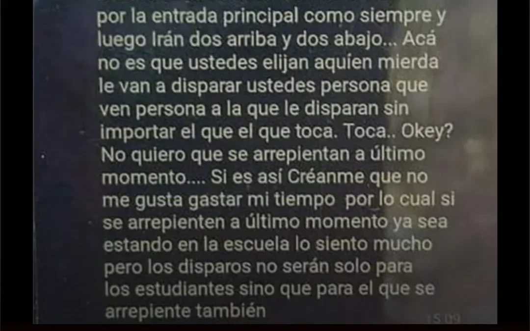 Buenos Aires: Padres de un colegio de un colegio de Ingeniero Maschwitz, denunció que grupo de alumnos planeaba una masacre escolar