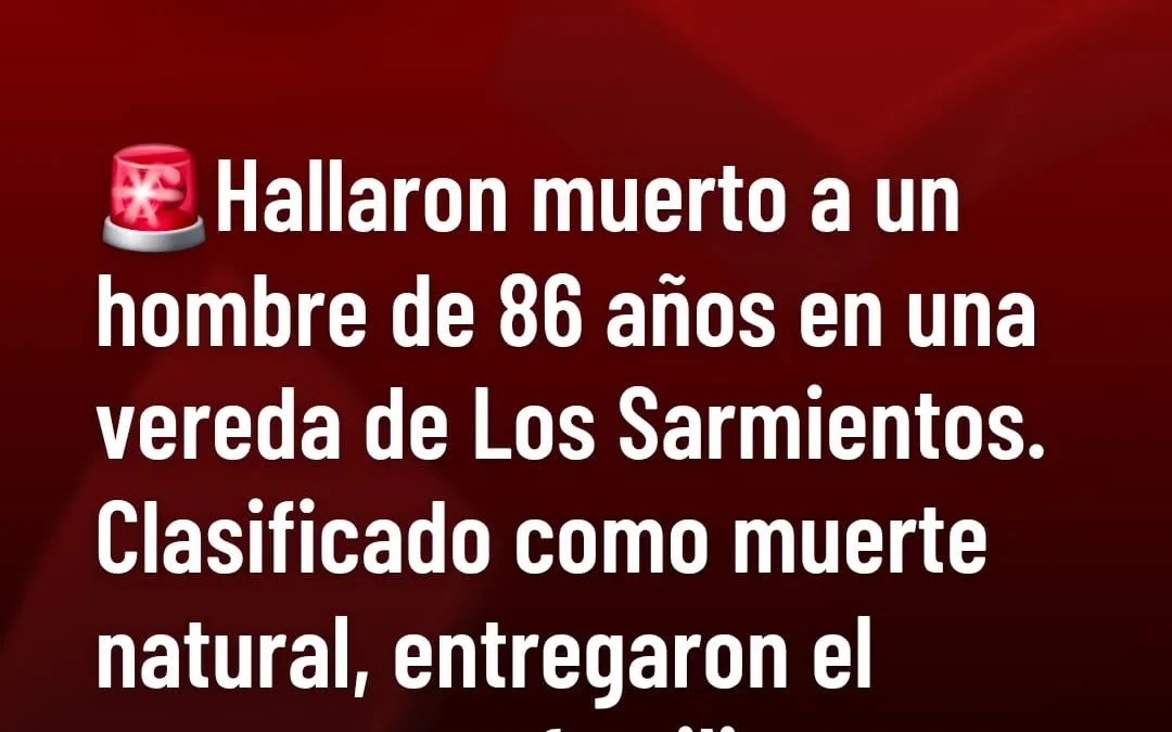 Hallaron muerto a un hombre de 86 años en una vereda de Los Sarmientos