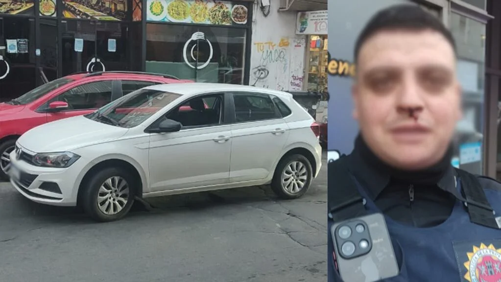 Hombre ebrio agredió con botellas de vidrio a policías en pleno centro de Córdoba, y corrió hacia la Jefatura