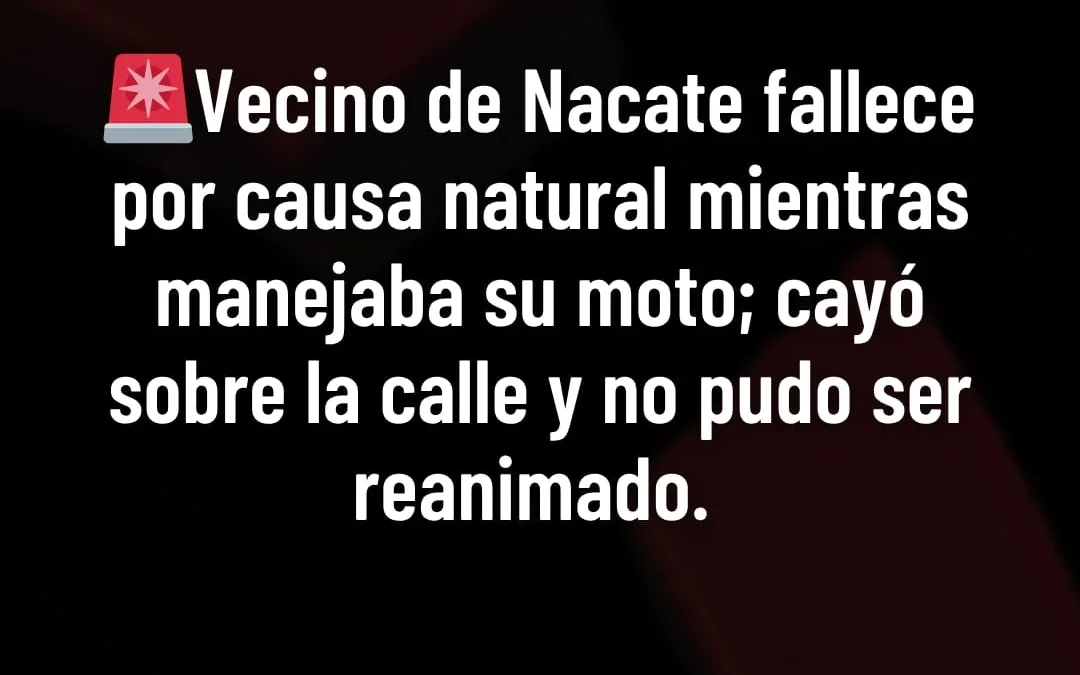 Vecino fallece por causa natural mientras manejaba su moto; cayó sobre la calle y no pudo ser reanimado