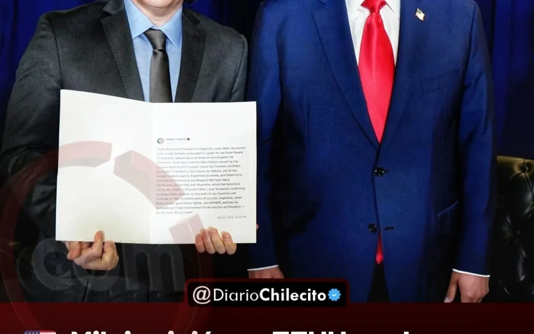 Milei viajó a EE.UU. a buscar dólares y Trump le entregó una carpeta con una captura de pantalla de un posteo que lo elogia