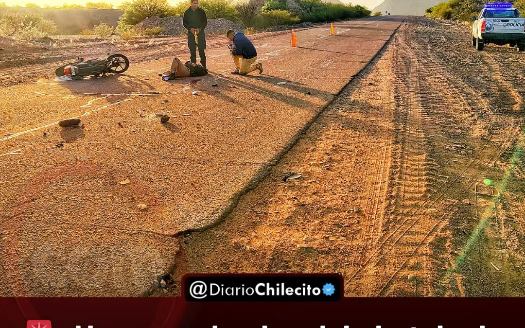 Una empleada del hotel de Chañarmuyo cayó con su moto en la Ruta 39 y fue derivada con fracturas múltiples a Chilecito