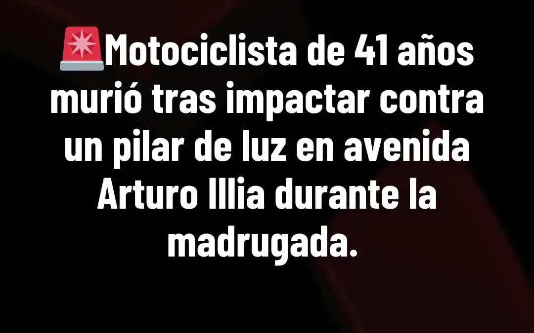 Motociclista de 41 años murió tras impactar contra un pilar de luz en la avenida Arturo Illia durante la madrugada