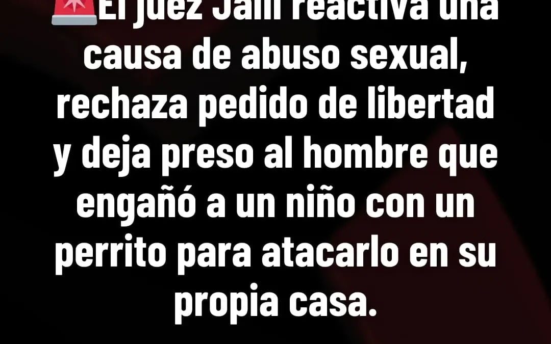 El Juez Jalil reactivó una causa de abuso sexual, rechaza pedido de libertad y deja preso al hombre que engaño a un niño con un perrito para atacarlo en su propia casa