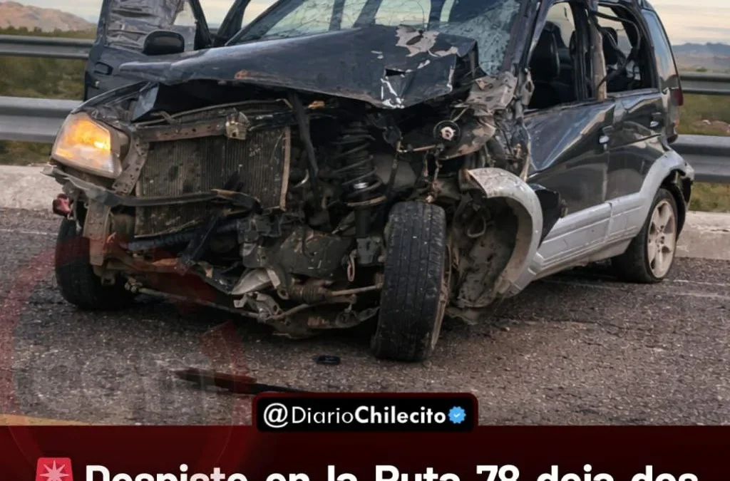 Despiste en la Ruta 78 deja dos hombres hospitalizados tras chocar contra el guardarrail en el tramo Campanas-Santa Cruz.