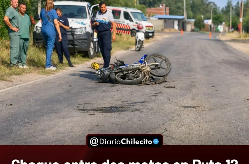 Choque entre dos motos en Ruta 12 a la altura de San Miguel deja dos heridos graves ingresados en terapia intensiva.