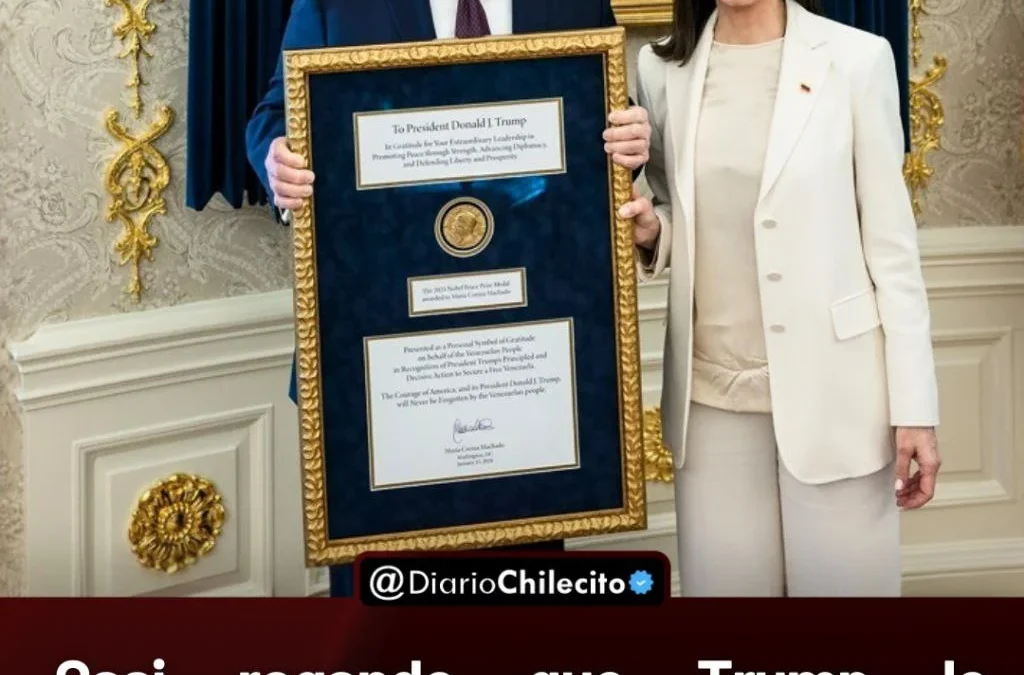 Casi rogando que Trump le “entregue” Venezuela, Corina Machado le cedió su intransferible premio Nobel de la Paz, en la Casa Blanca.
