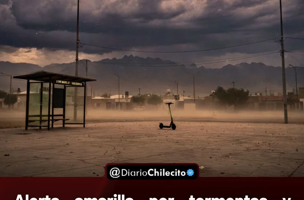 Alerta amarilla por tormentas y vientos de 90 km/h afecta a Chilecito y otros trece departamentos de la provincia.