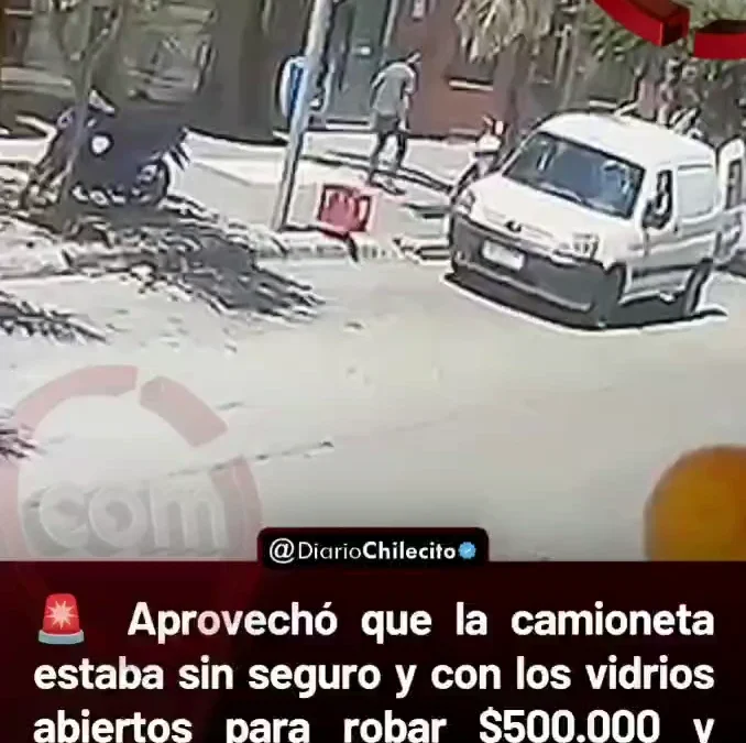 Aprovechó que la camioneta
estaba sin seguro y con los vidrios abiertos para robar $500.000 y escapar en menos de 30 segundos.