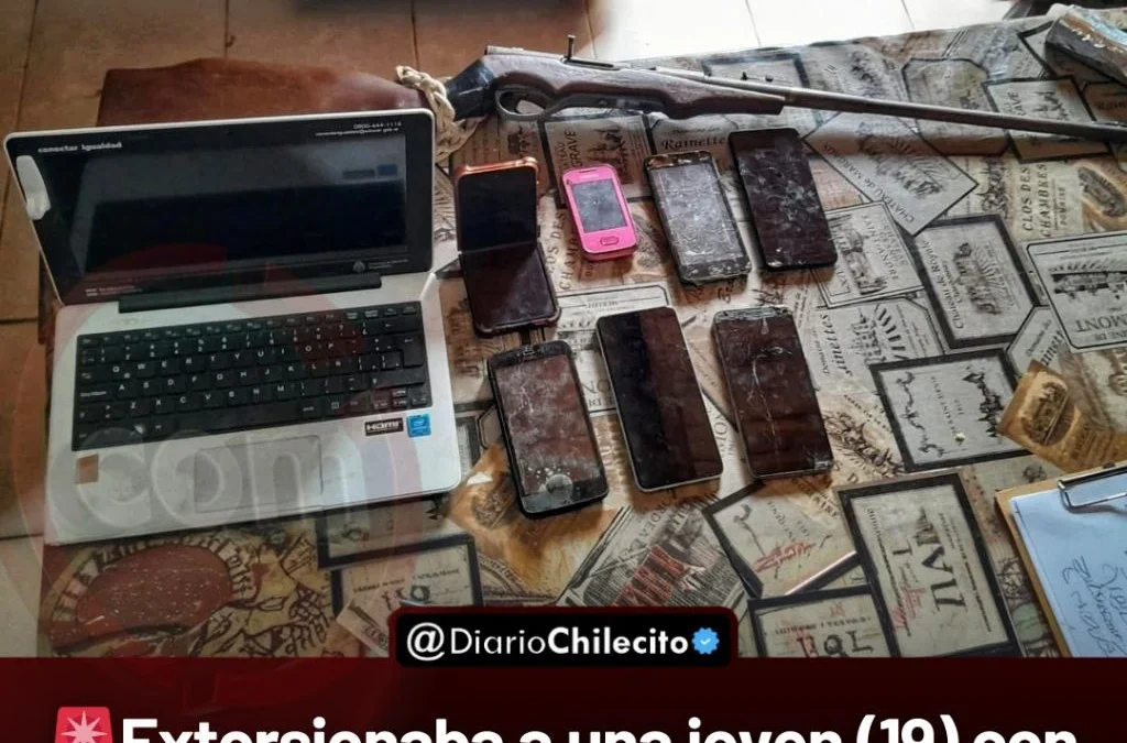 Extorsionaba a una joven (19) con videos sexuales y le sacaba dinero. Quedó detenido, le secuestraron 7 teléfonos y un carabina.