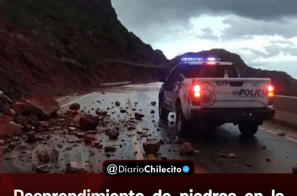 Desprendimiento de piedras en la ruta de Cuesta de Miranda obliga a extremar las precauciones de tránsito ante las lluvias.