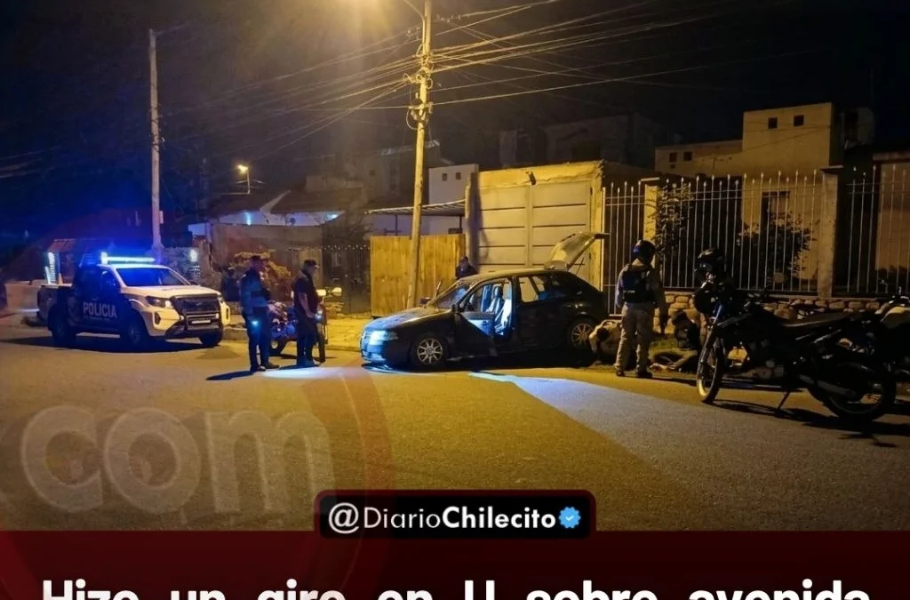 Hizo un giro en U sobre avenida Perón, chocó a un delivery, escapó por Islas Malvinas y terminó detenido en barrio Niño de Gualco.