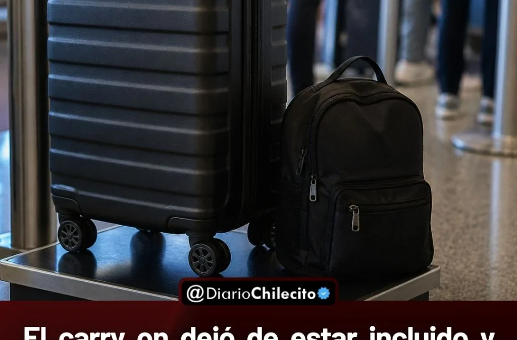 El carry on dejó de estar incluido y
pasó a costar $42.350 por tramo en
vuelos de cabotaje, lo que encarece
el viaje completo.