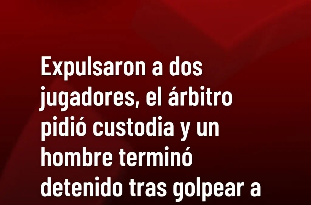 Expulsaron a dos jugadores, el árbitro pidió custodia y un hombre terminó detenido tras golpear a un policía en la cancha.