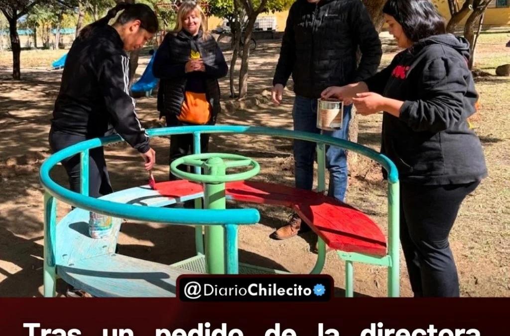 Tras un pedido de la directora, realizaron mejoras en los juegos infantiles del Jardín N°11 de Barrio Mayo.