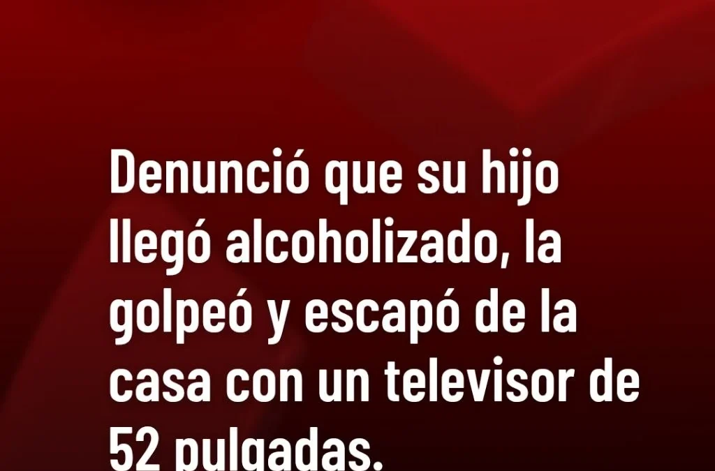 Denunció que su hijo llegó alcoholizado, la golpeó y escapó de la casa con un televisor de 52 pulgadas.