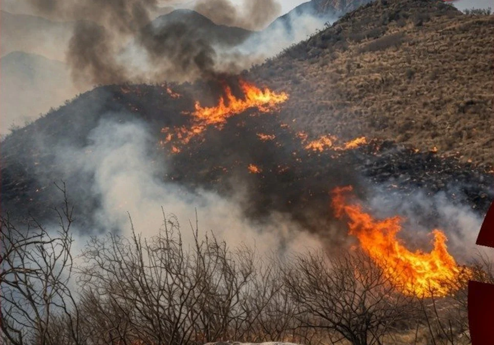 Incendio fuera de control en Las Chúcaras: el viento zonda complica el combate y piden precaución por el humo en Guanchín.