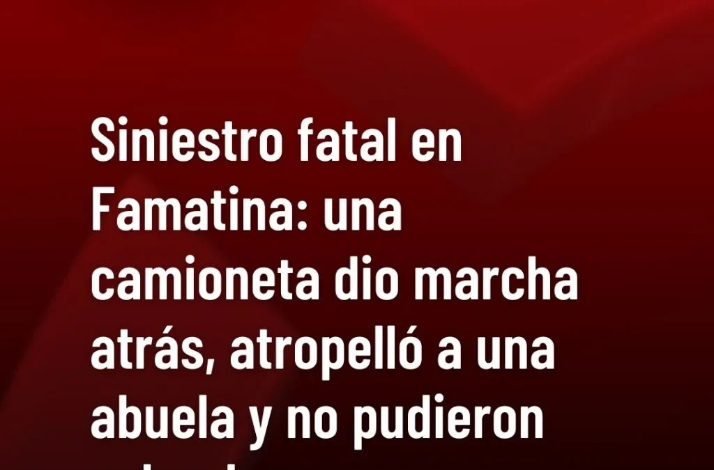 Siniestro fatal en Famatina: una camioneta dio marcha atrás, atropelló a una abuela y no pudieron salvarla.