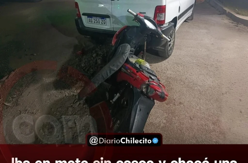 Iba en moto sin casco y chocó una camioneta estacionada. Le hicieron el test de alcoholemia, dio 2,21 g/l y quedó demorado.