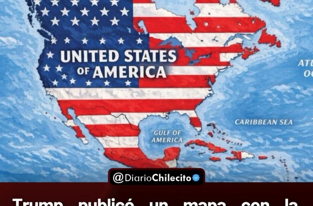 Trump publicó un mapa con la bandera de EE.UU. sobre México, Canadá, el Caribe, Groenlandia e Islandia, y no explicó qué quiso decir.