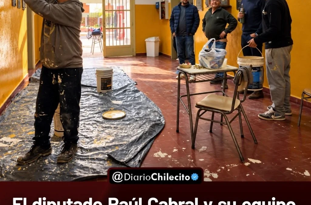 El diputado Raúl Cabral y su equipo coordinaron pintura y refacciones en la Escuela 9 de Julio antes de su 75° aniversario.