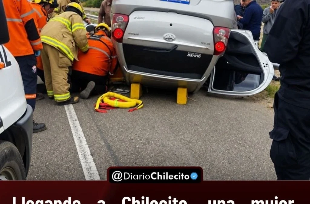 Llegando a Chilecito, una mujer , mayor chocó contra el paredón central y el guardarrail de la autovía, y volcó: la llevaron al hospital