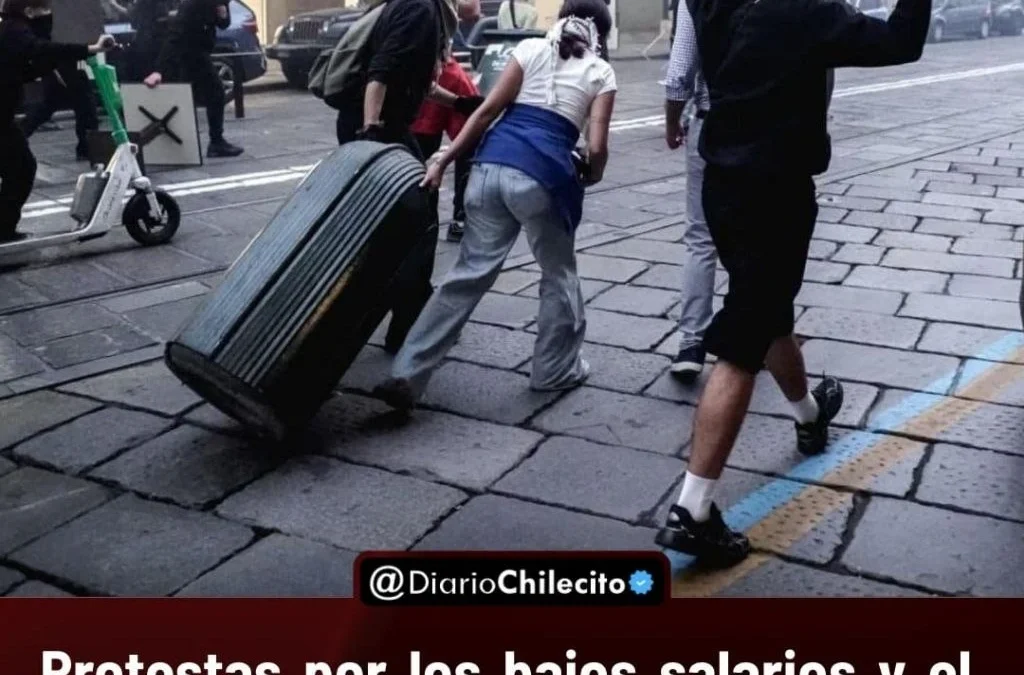 Protestas por los bajos salarios y el costo de vida terminaron en barricadas y contenedores incendiados en ciudades de Italia.