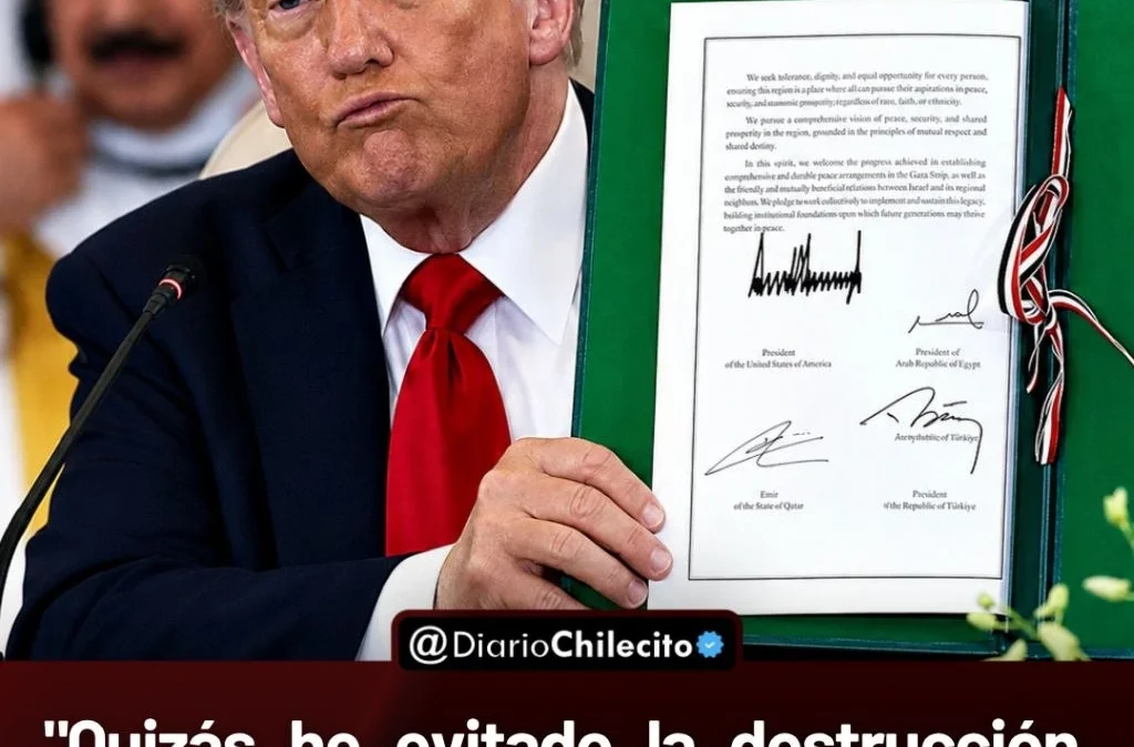 «Quizás he evitado la destrucción total del mundo»: Trump dice que merece el Nobel de la Paz por haber terminado ocho guerras.