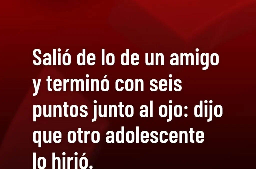 Salió de lo de un amigo y terminó con seis puntos junto al ojo: dijo que otro adolescente lo hirió.